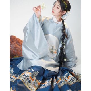 Noritake - 鹿行き 青金色ロングスカート 馬面裙 明製漢服 錦織 西陣織
