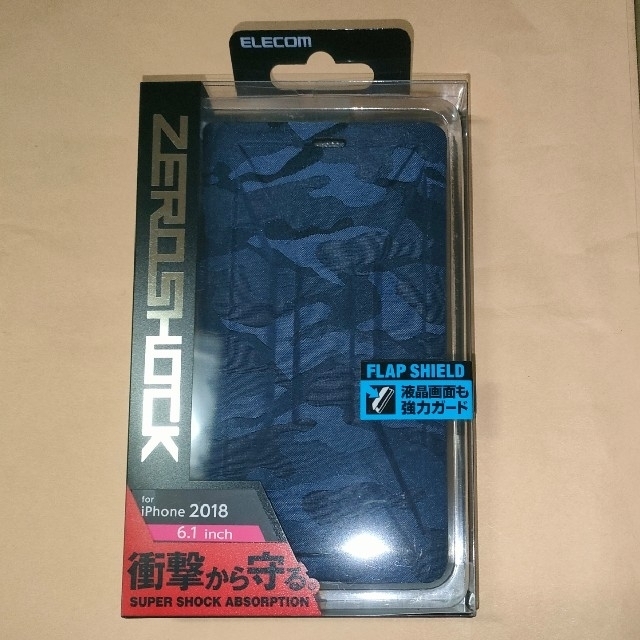 ELECOM(エレコム)の㉔ iPhone XR ZEROSHOCK フラップ カモフラ(ネイビー) スマホ/家電/カメラのスマホアクセサリー(モバイルケース/カバー)の商品写真