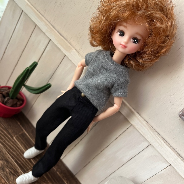 リカちゃん 洋服 スリット❤︎マキシワンピース マスタード