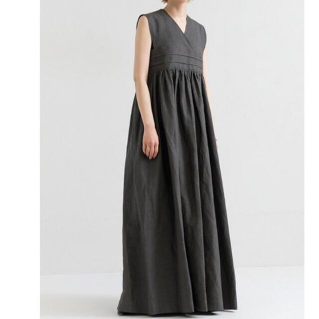 HYKE LINEN MAXI DRESS　リネンマキシドレス　ダークグリーン