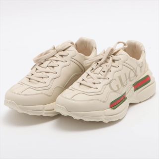 グッチ(Gucci)のグッチ ライトン レザー 7 1/2 ベージュ メンズ スニーカー(スニーカー)