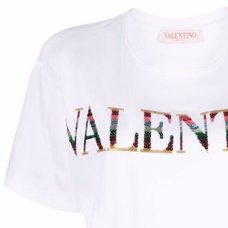 VALENTINO ロゴ エンブロイダリージャージーTシャツ