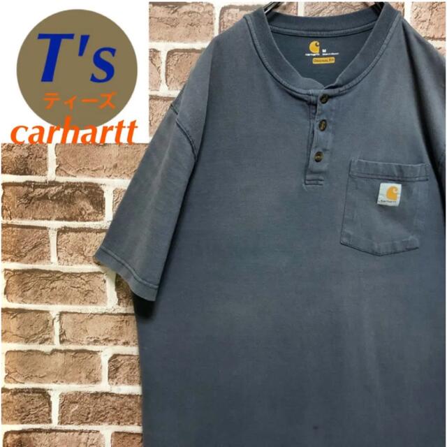 carhartt(カーハート)の希少 カーハート ヘンリーネック ロゴタグ ポケット メキシコ製 ヴィンテージ メンズのトップス(Tシャツ/カットソー(半袖/袖なし))の商品写真