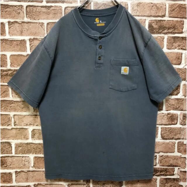 carhartt(カーハート)の希少 カーハート ヘンリーネック ロゴタグ ポケット メキシコ製 ヴィンテージ メンズのトップス(Tシャツ/カットソー(半袖/袖なし))の商品写真