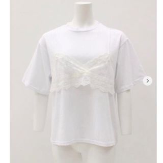 アナップ(ANAP)の新品未使用アナップタグ付き重ね着風レースブラコンビTシャツホワイト(Tシャツ(半袖/袖なし))