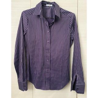 NARACAMICIE シャツ パープル ホワイト ボーダー Ⅰ オシャレ 上品