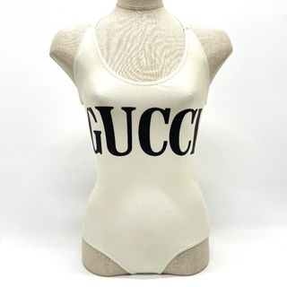 グッチ(Gucci)のグッチ GUCCI バッククロス 501899 ロゴ スイムスーツ スイムウェア 水着 ナイロン アイボリー(水着)