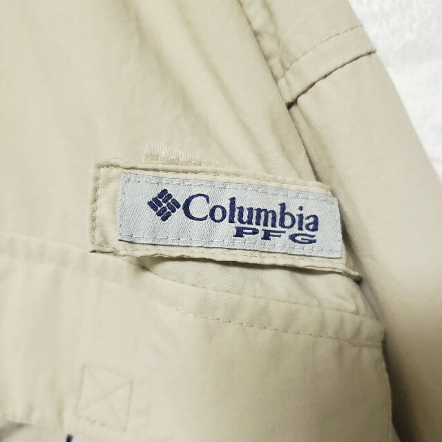 コロンビア Columbia PFG長袖シャツ 織りタグ スリーブロゴ グリーン