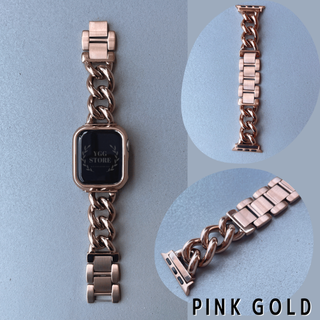 applewatch コンビ チャンキー チェーン ステンレス バンド ピンク(腕時計)