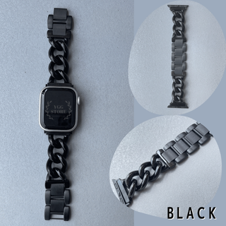 applewatch 極太 コンビ チェーン ステンレス バンド 黒 ブラック(腕時計)
