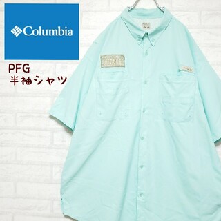 コロンビア(Columbia)のコロンビア Columbia PFG長袖シャツ 織りタグ スリーブロゴ グリーン(シャツ)