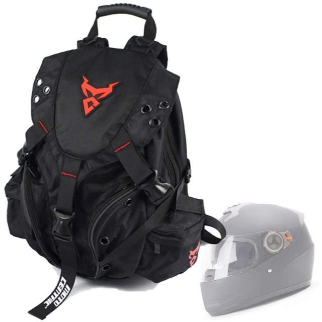 MC0099 ヘルメットバッグ バイク用パック リュックサック 38L ロゴ赤