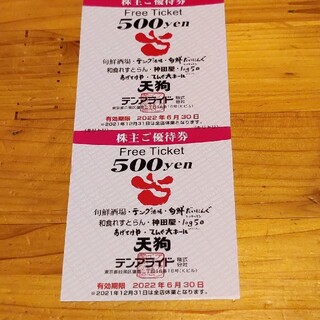 テンアライド　株主優待 1000円分(レストラン/食事券)