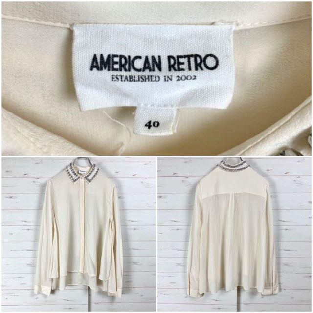 AMERICAN RETRO(アメリカンレトロ)のAMERICANRETRO アメリカンレトロ シルク100% スタッズ ブラウス レディースのトップス(シャツ/ブラウス(長袖/七分))の商品写真