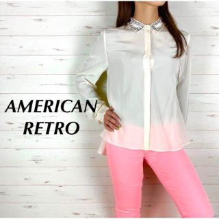 AMERICANRETRO アメリカンレトロ シルク100% スタッズ ブラウス