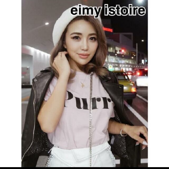 eimy istoire(エイミーイストワール)のeimyistoireエイミーイストワールpurr Tシャツピンクロゴブリント レディースのトップス(Tシャツ(半袖/袖なし))の商品写真