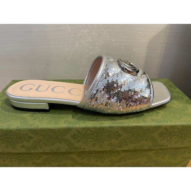 オリジナル Gucci グッチ サンダル スパンコール シルバー 37