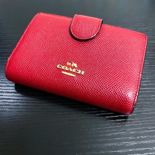 【極美品】COACH コーチ 二つ折り財布 red wallet ロゴ