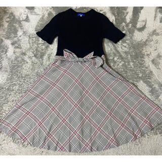 ブルーレーベルクレストブリッジ(BLUE LABEL CRESTBRIDGE)の美品♡ブルーレーベルクレストブリッジ　ドッキングワンピース グレンチェック 半袖(ひざ丈ワンピース)