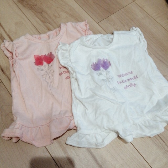 BeBe(ベベ)のべべ　女の子Tシャツ2枚セット　サイズ70-80 キッズ/ベビー/マタニティのベビー服(~85cm)(Ｔシャツ)の商品写真