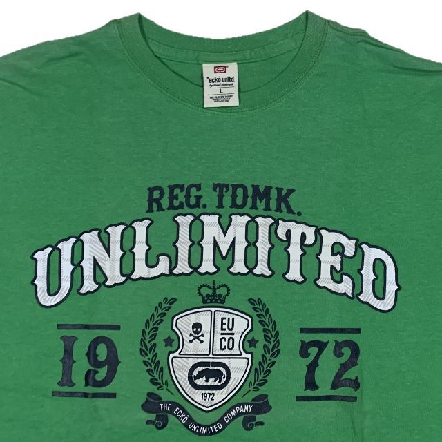 ECKŌ UNLTD（ECKO UNLTD）(エコーアンリミテッド)のエコー アンリミテッド 1972 ロゴプリント 半袖 Tシャツ グリーン L メンズのトップス(Tシャツ/カットソー(半袖/袖なし))の商品写真