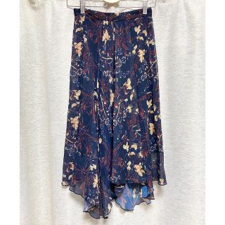 マウジー(moussy)のmoussy スカート　花柄　シアー　シフォン　アシンメトリー(ロングスカート)