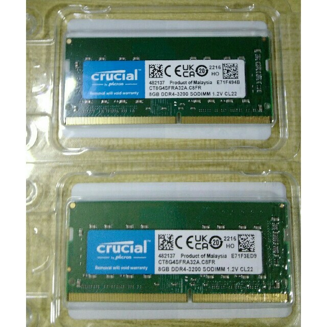 Crucial PC4 DDR4-3200 16GB(8GB×2)ノートメモリ 1