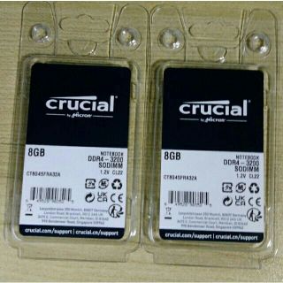 Crucial PC4 DDR4-3200 16GB(8GB×2)ノートメモリ(PCパーツ)