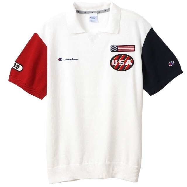 新品 白 L Champion golf USA ニットシャツ プロ使用モデル