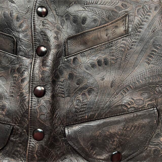 新品】RRL Hand-Tooled Leather Vest XS 独特の上品 56100円 www.gold