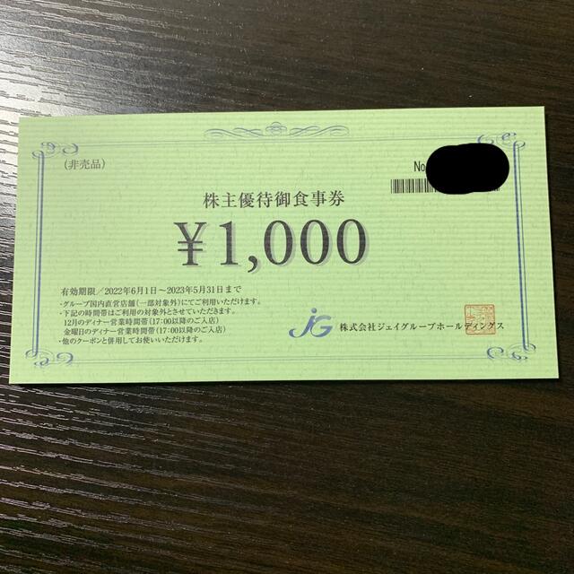 ジェイグループホールディングス 株主優待 食事券 15000円分　ラクマパック