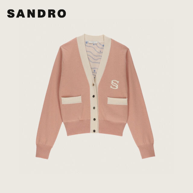 Sandro(サンドロ)の❤️Sandro  2022新作　新品　ピンクニットカーディガン　綺麗　ー上品  レディースのトップス(カーディガン)の商品写真