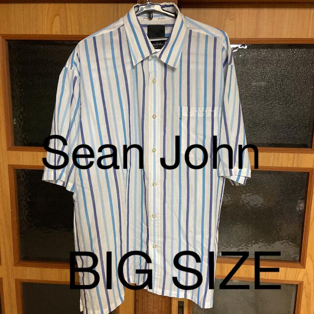 Sean John(ショーンジョン)のSean John ブルーストライプ　メンズ 半袖ビッグシャツ メンズのトップス(シャツ)の商品写真