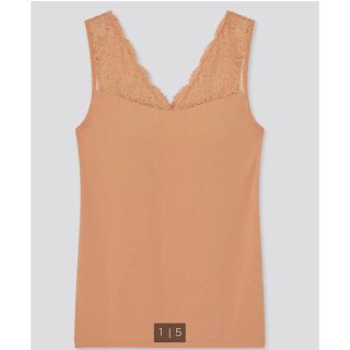 ユニクロ(UNIQLO)のUNIQLO　ユニクロ　レーヨンコットンレースVネックブラタンクトップ　Mサイズ(タンクトップ)