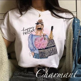 ザラ(ZARA)のVOGUE Tシャツ 可愛い 海外セレブ 白 春夏 レディース トップス 半袖(Tシャツ(半袖/袖なし))