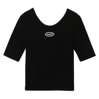 ハフ(HUF)のHUF シンプルリブトップス 夏　半袖　黒(Tシャツ(半袖/袖なし))