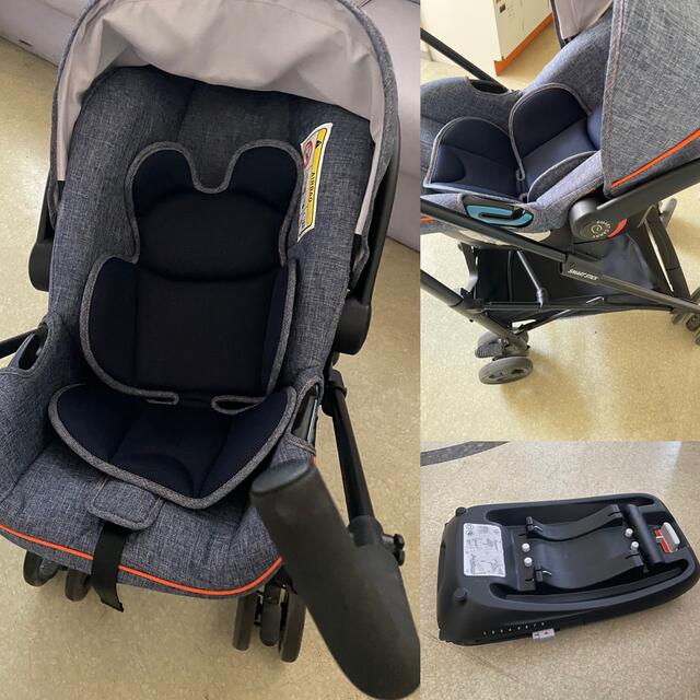 日本育児 スマートキャリー ISOFIX ベース&ベビーカーフレーム デニム