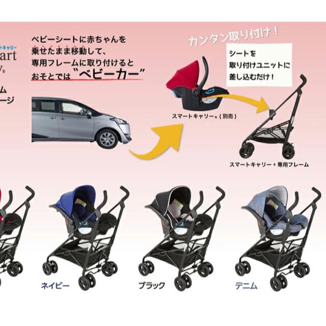 日本育児 スマートキャリー ISOFIX ベース&ベビーカーフレーム デニム 9