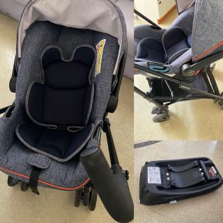 ニホンイクジ(日本育児)の日本育児 スマートキャリー ISOFIX ベース&ベビーカーフレーム デニム(自動車用チャイルドシート本体)