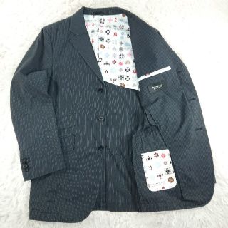 バーバリーブラックレーベル(BURBERRY BLACK LABEL)のバーバリー ブラックレーベル ストライプ ジャケット M グレー モノグラム(テーラードジャケット)