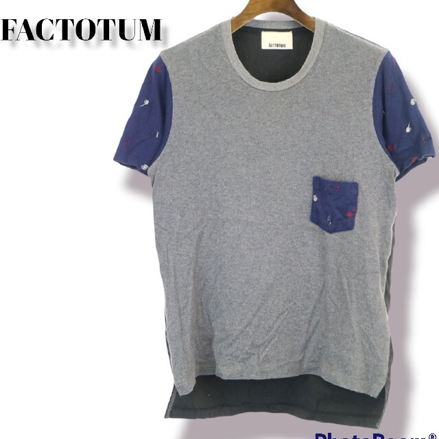 FACTOTUM - FACTOTUM ファクトタム 13SS 袖刺繍ミックスコンビTシャツ