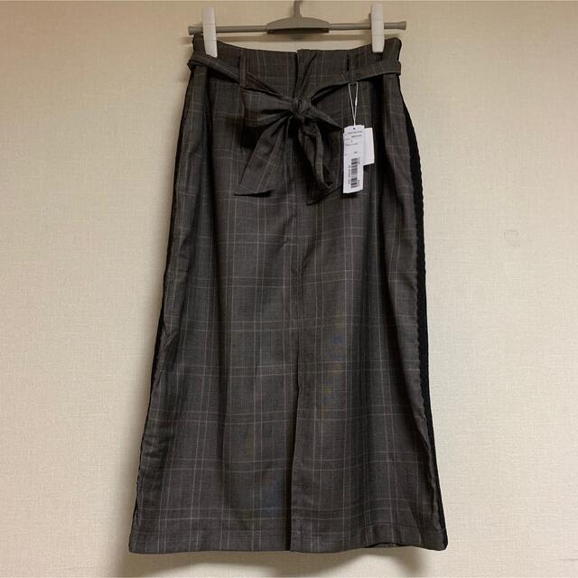 merlot(メルロー)の【新品タグ付】merlot plusチェック柄スカート　フリーサイズ　ブラウン レディースのスカート(ひざ丈スカート)の商品写真