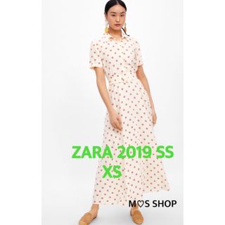 ザラ(ZARA)のZARA ドット柄ロングワンピース　XS(ロングワンピース/マキシワンピース)