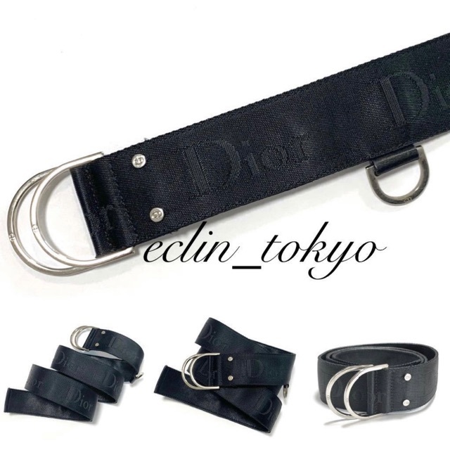 DIOR MEN ロゴ刺繍 キーホルダー金具付き ベルト E3400