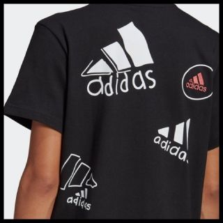 アディダス(adidas)の【新品未使用】adidas★Tシャツワンピース★チュニック★黒M★バックプリント(ミニワンピース)