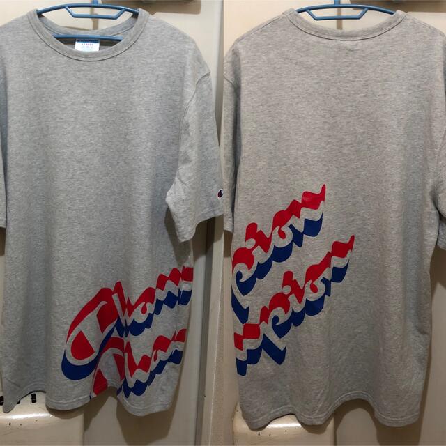 Champion(チャンピオン)のダボッと2XLサイズ！チャンピオン古着半袖Tシャツ グレー ラバープリント メンズのトップス(Tシャツ/カットソー(半袖/袖なし))の商品写真