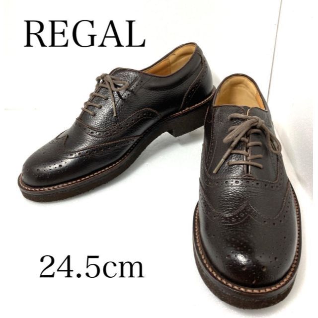 REGAL(リーガル)の✨美品✨ REGAL リーガル ウイングチップ 本革 ブラウン 24.5cm レディースの靴/シューズ(ローファー/革靴)の商品写真