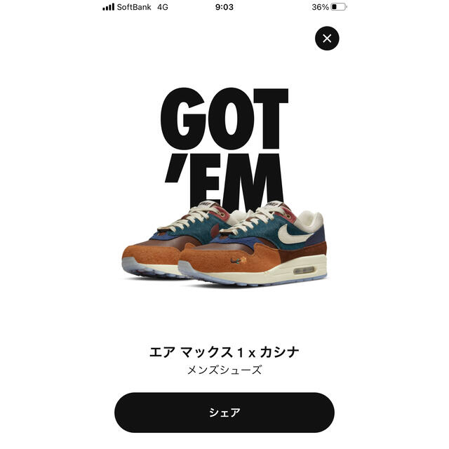 airmax1 カシナ　27.0