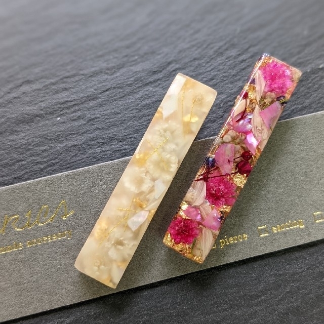 ハンドメイド レジン アクセサリー ドライフラワーヘアクリップ 3 - その他
