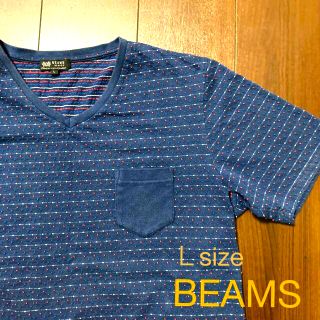 ビームス(BEAMS)のBEAMS ビームス　Tシャツ　半袖　ドット柄　Ｖネック　紺　ネイビー　ブルー(Tシャツ/カットソー(半袖/袖なし))